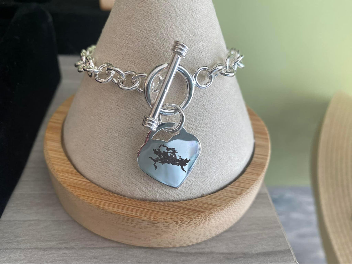 Silver heart toggle bracelet
