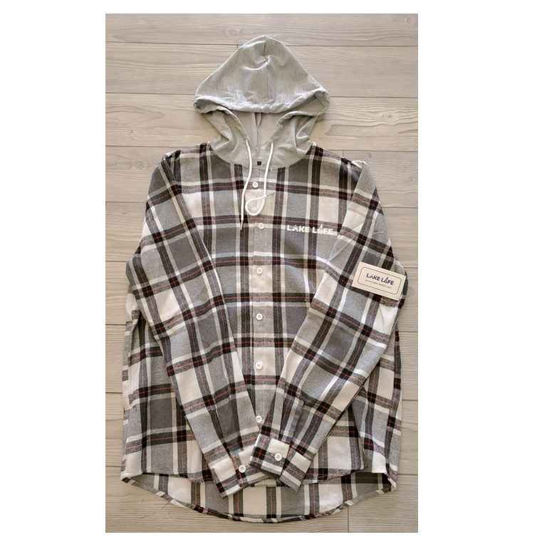 Lake Life Multicolored Plaid Hooded Flannel
