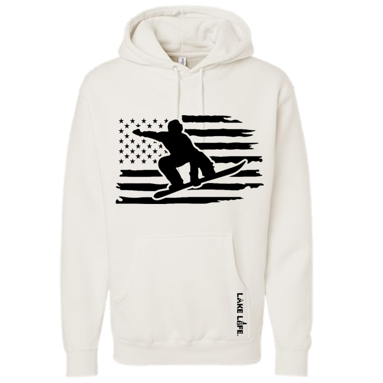 Flag snowboarder heavyweight hoodie